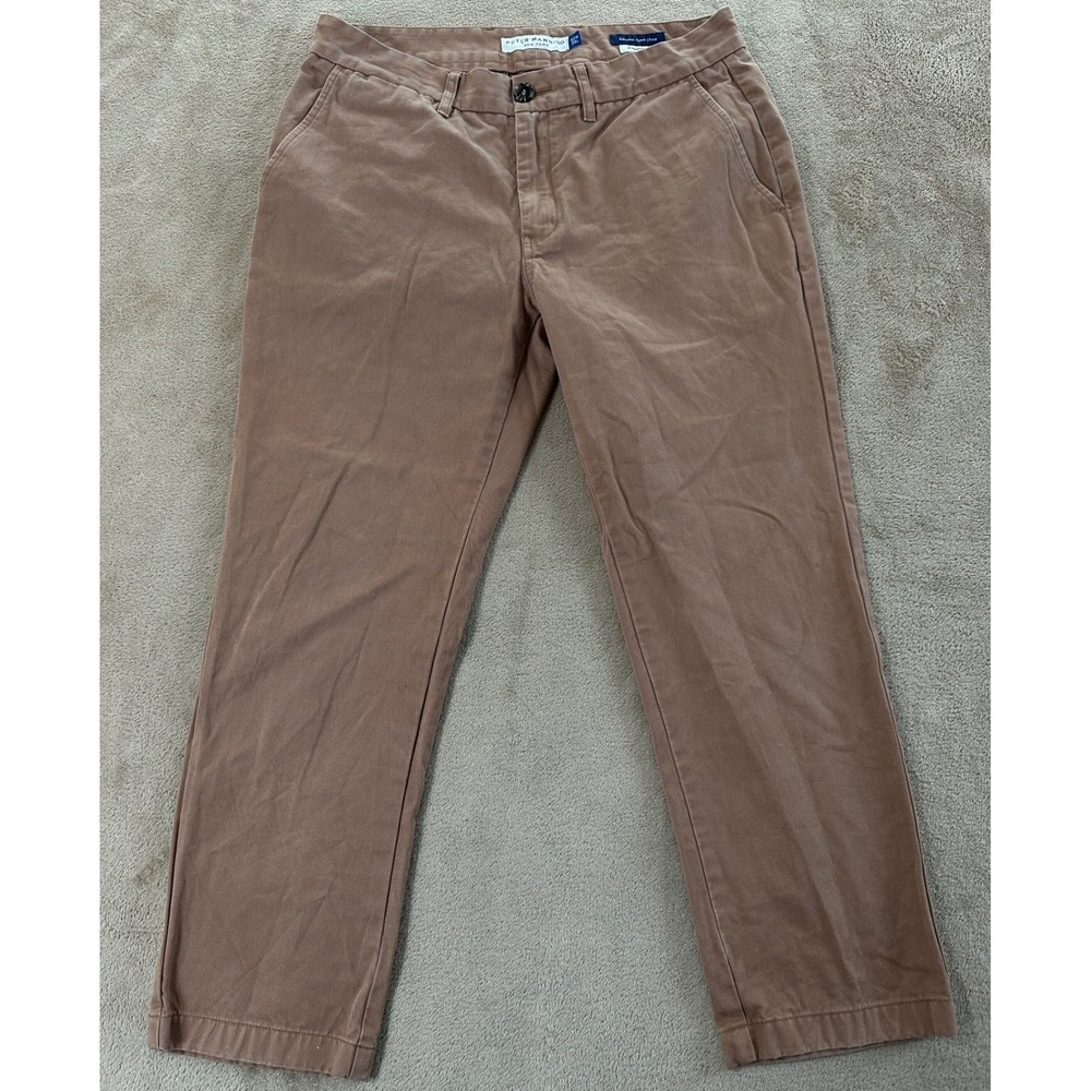Peter Manning Garment Dyed Chino Pants Mens Size 32Wx26L Brown Standard Fit EUC